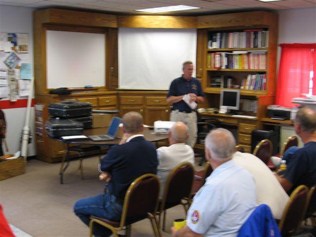 2007 Iowa Fire Chiefs Assn Fall Conference, Key West.  Key West Fire Station.  SFM Jim Kenkel addressing the group at conference